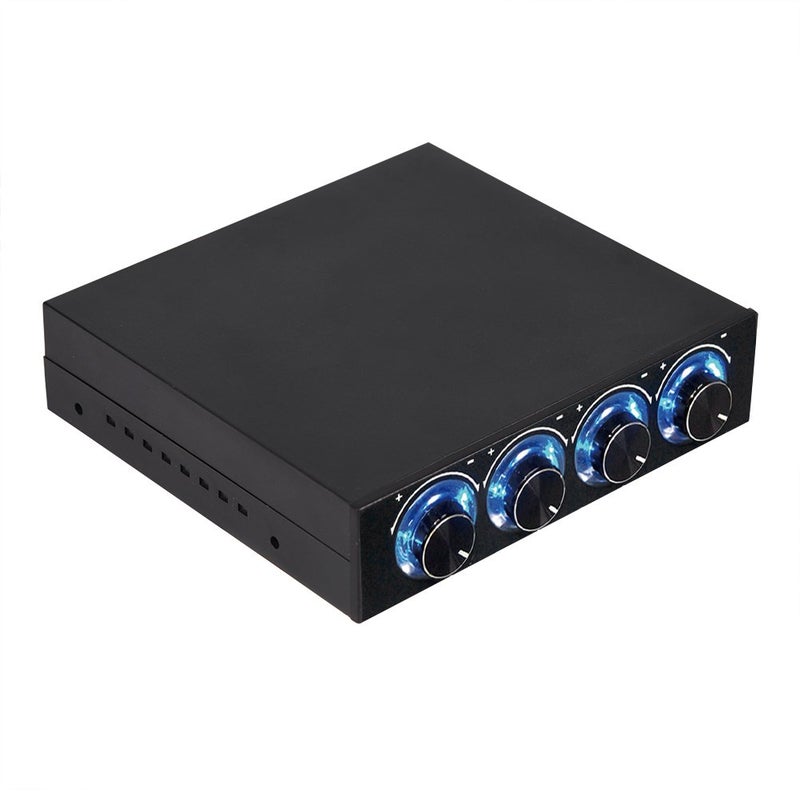 Lazmin PC Fan Speed Controller, 4 Channel Computer Cooling Fan Heat Sink Adjuster for PC with Blue LED - Image 1